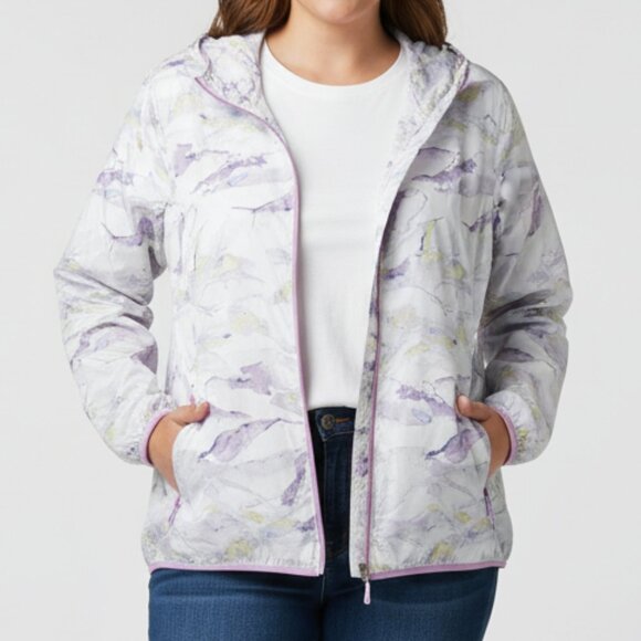 Eddie Bauer Women's Medium Lightweight Hooded Windbreaker Jacket Full Zip 2XL - Picture 1 of 5